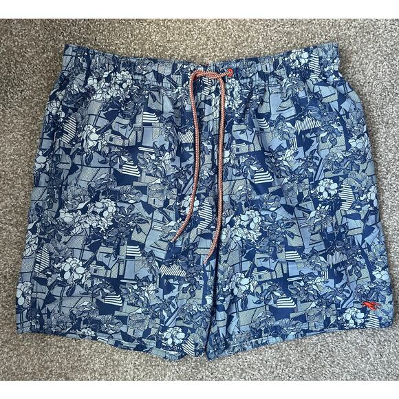 Ted Baker Swim Trunks Blue Floral Beach Pool Vacation Resort Mens Size 5 - Picture 1 of 13